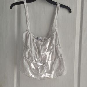Zara White Eyelet Camisole Top